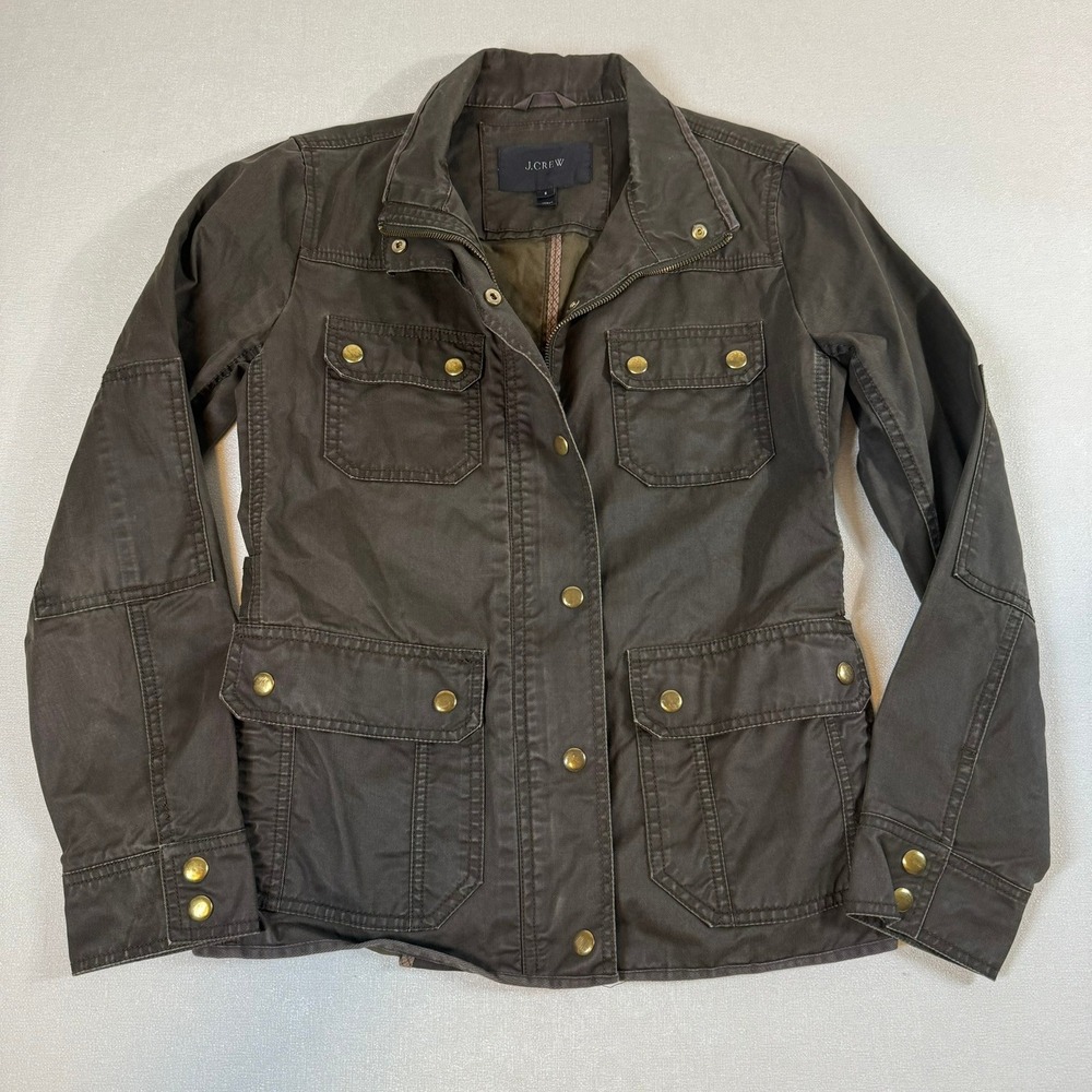 J Crew Jacket Black Cargo Pockets Snap Button Zip Size S